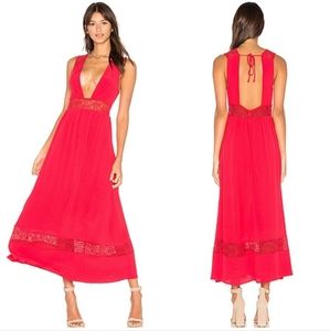 Majorelle Pinewood Crochet Plunge Neckline Maxi Dress
